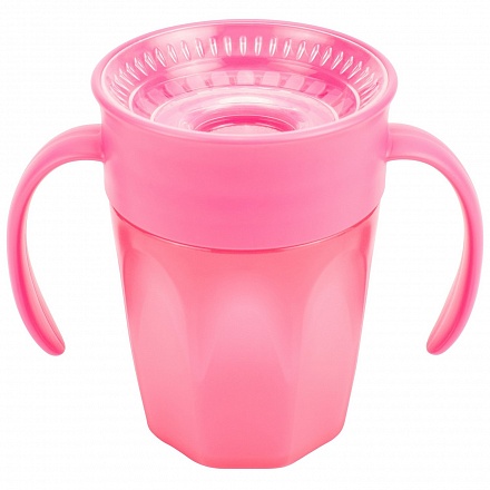 Чашка-поильник 200 мл розовый, cheers 360, 6+ месяцев 